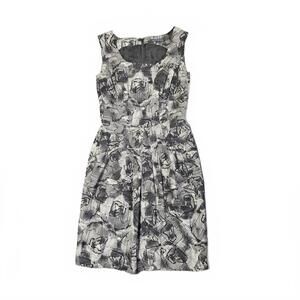 Banana Republic Black White Patterned Mini Dress Sz 0 Silk Wool Blend Above Knee